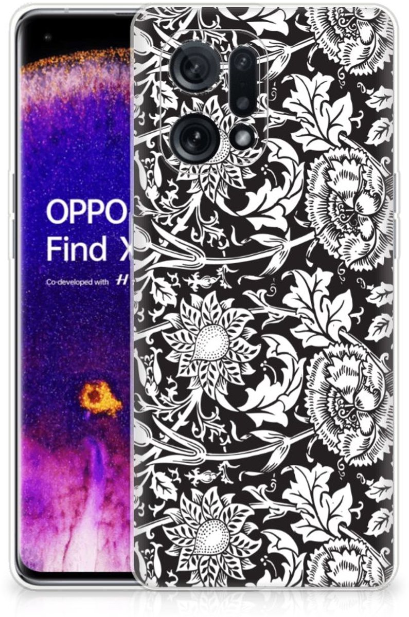 OPPO Find X5 TPU Case Black Flowers