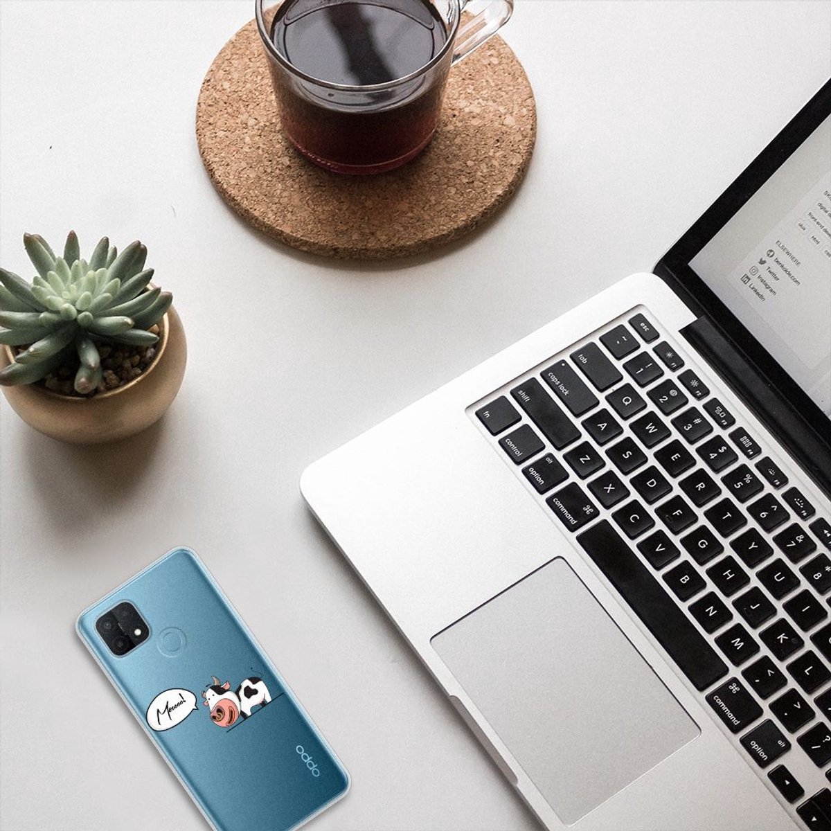 OPPO A15 Telefoonhoesje met Naam Cheeky Cow