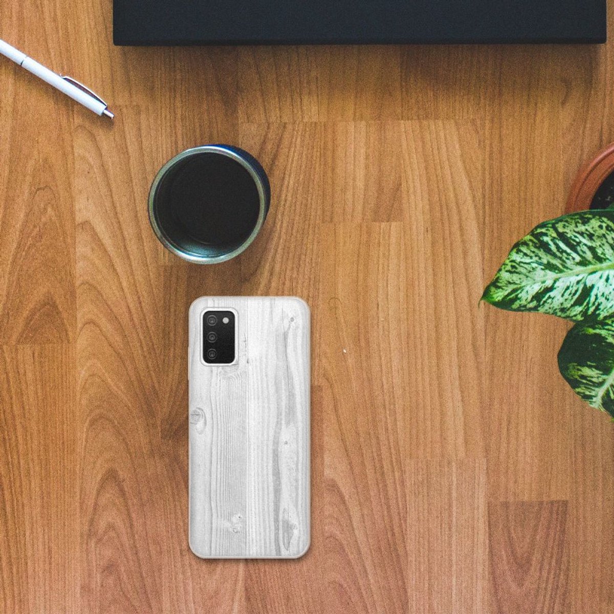 Samsung Galaxy A03S Bumper Hoesje White Wood