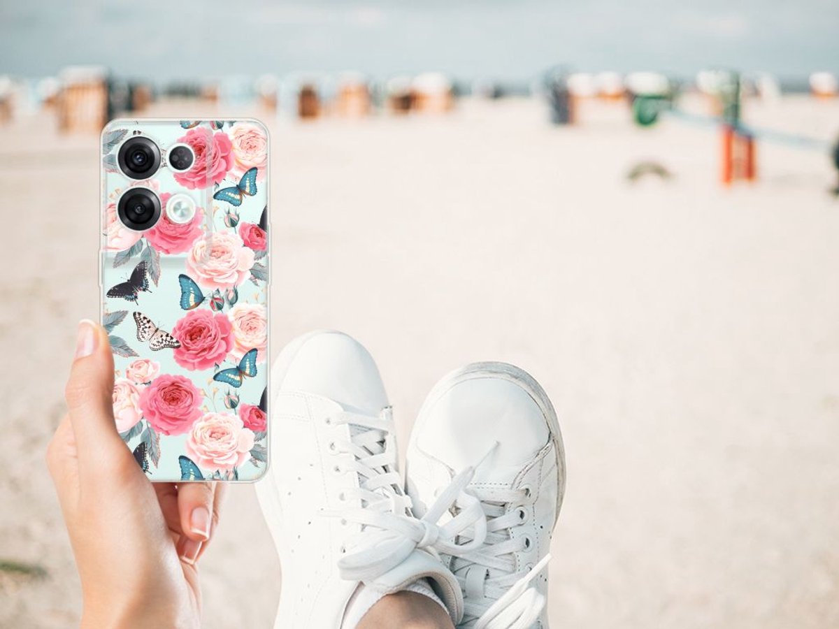 TPU Hoesje voor OPPO Reno8 Pro TPU Case Butterfly Roses