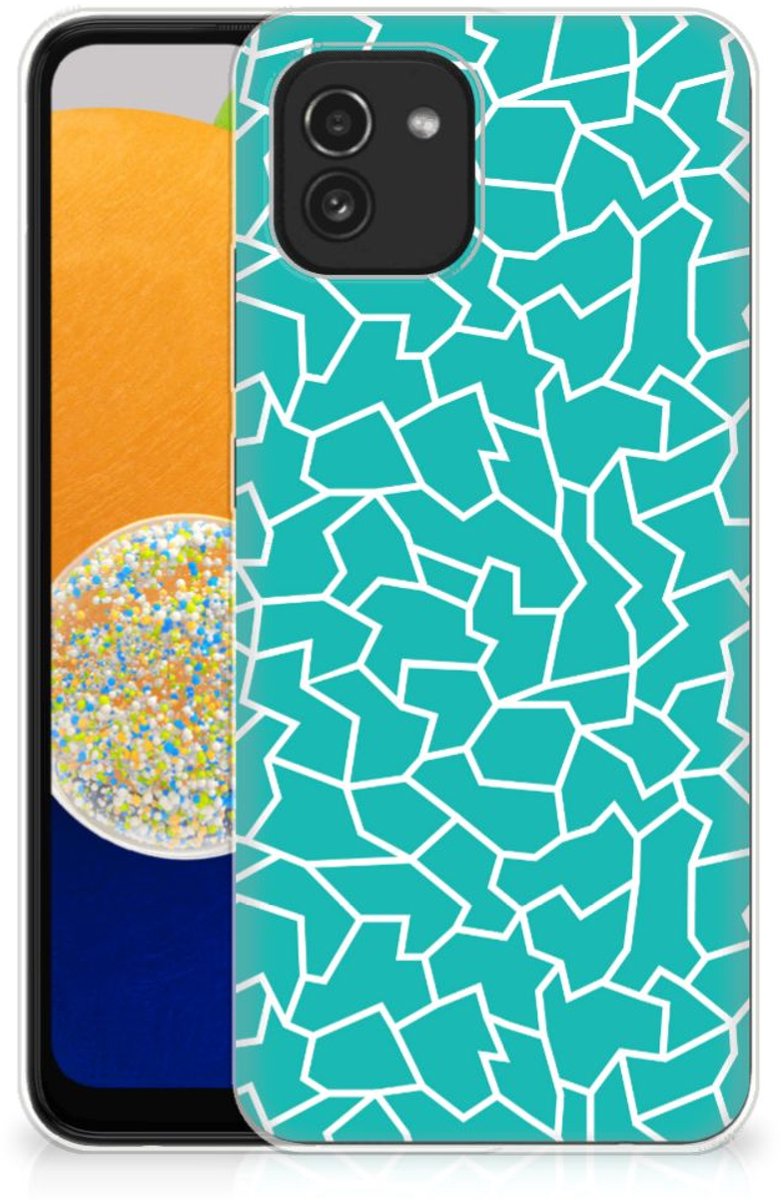 Samsung Galaxy A03 Hoesje maken Cracks Blue