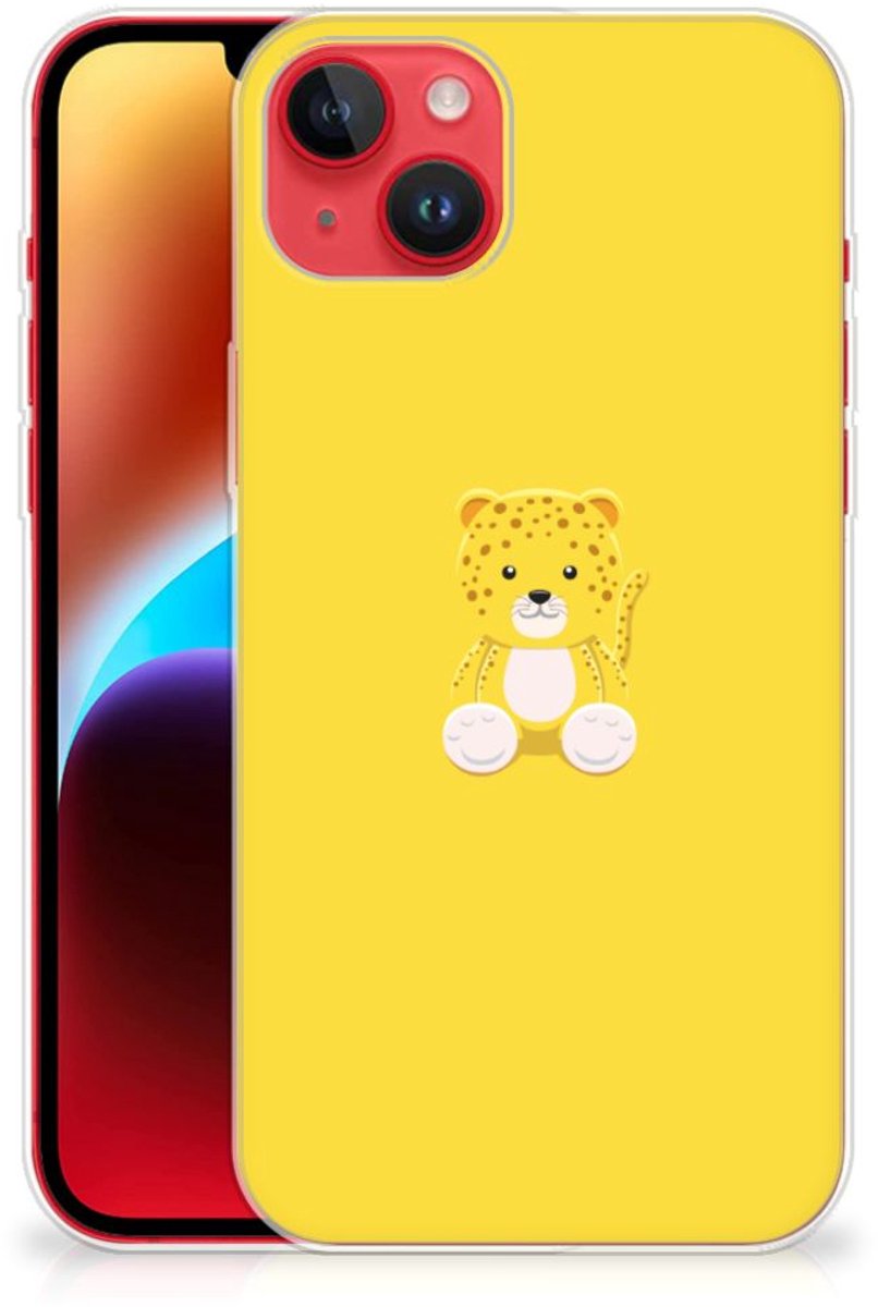 iPhone 14 Plus Telefoonhoesje met Naam Baby Leopard