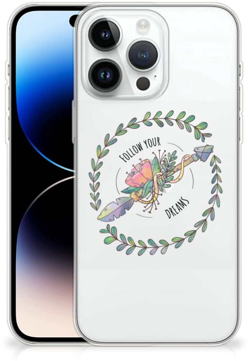 TPU Hoesje voor iPhone 14 Pro Max Telefoonhoesje met Naam Boho Dreams