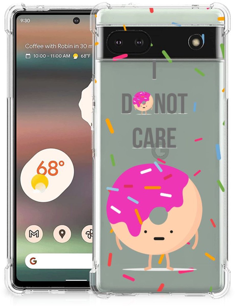 TPU Case Anti-Shock voor Google Pixel 6A Beschermhoes Donut Roze