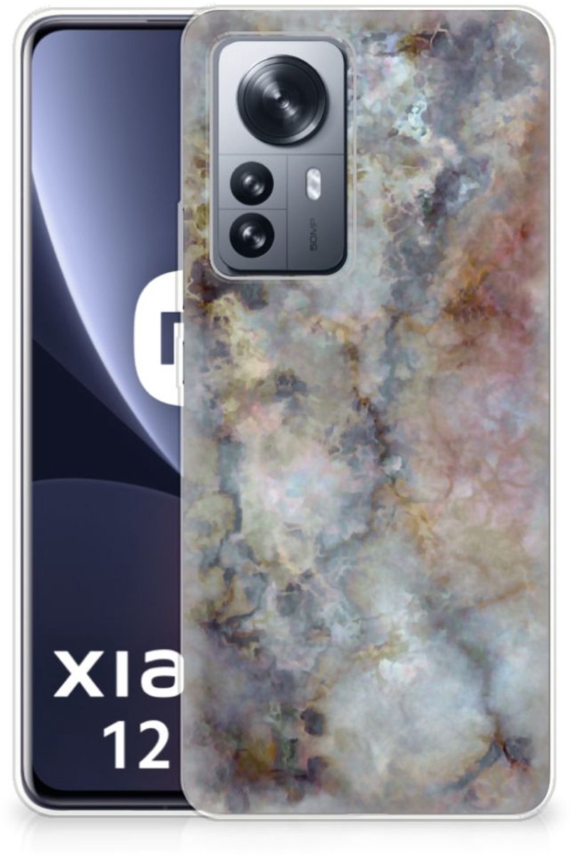 Xiaomi 12 Pro TPU Siliconen Hoesje Marmer Grijs