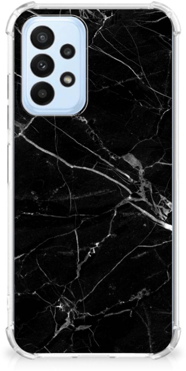 Samsung Galaxy A23 Anti-Shock Hoesje Marmer Zwart - Origineel Cadeau Vader