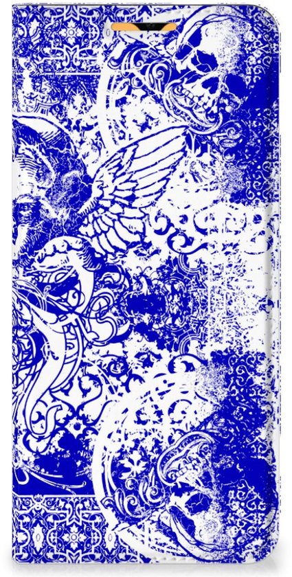 Coque Smartphone OPPO A15 Book Style Case Angel Skull Blue