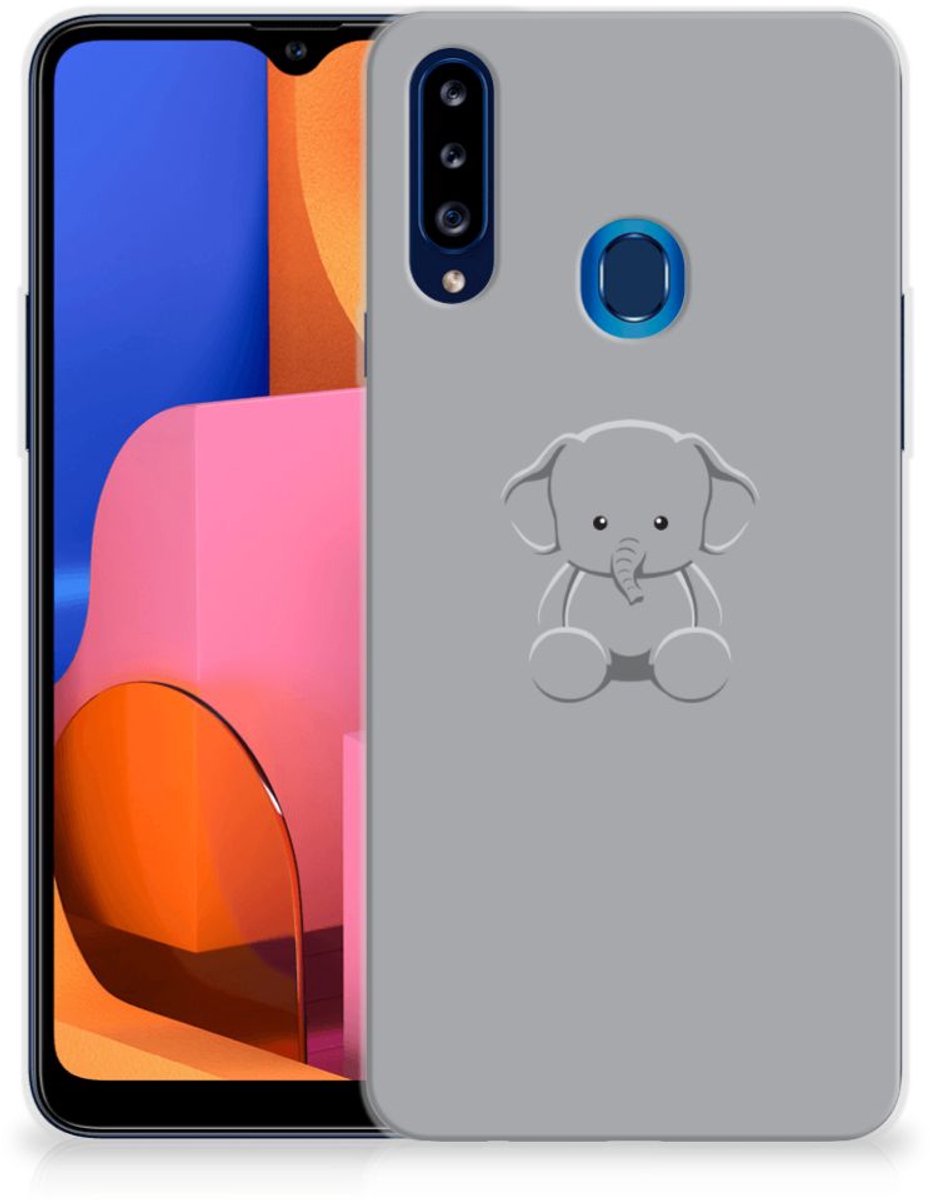 Samsung Galaxy A20s Telefoonhoesje met Naam Grijs Baby Olifant