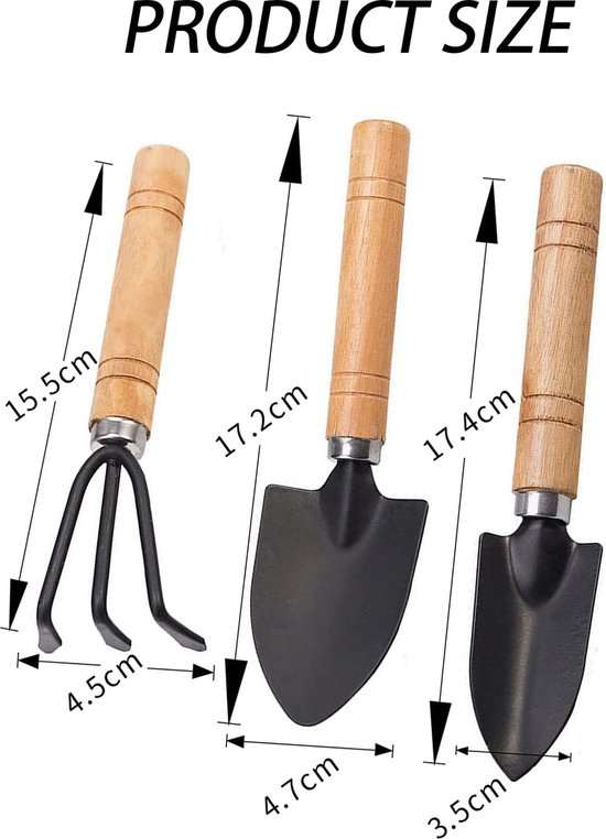 oCreon 3-delige Tuingereedschapsset - Tuinschep met Houten Handvat voor Bonsai & Planten van oCreon — afbeelding 3