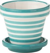 J-Line cache-pot Granada Stripes Handmade + Painted - céramique - aqua - extra small - Ø 17 cm