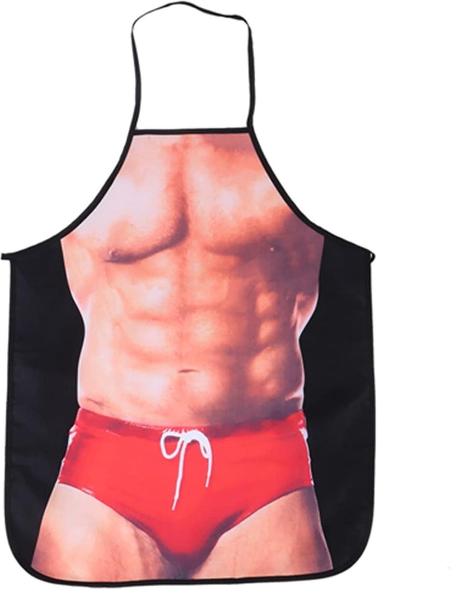 Grappig Waterdicht Keukenschort Sexy Bikini 3D Mannen Vrouwen Model - Koken BBQ Party Kokhalzen Koppels Geschenken - Nieuwigheid Gespierde Man In Bikini 18-18-1cm .