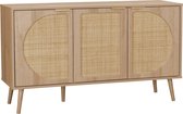 sweeek - Dressoir met 3 deuren houtlook en rotan 120cm - eva