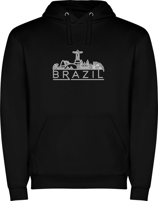 Zwarte unisex hoodie met “ Kleurrijke Sky Line Brazil - Brazilie – Vakantiegevoel – Strak – Modern “ Print Full Color merk Roly maat XXL