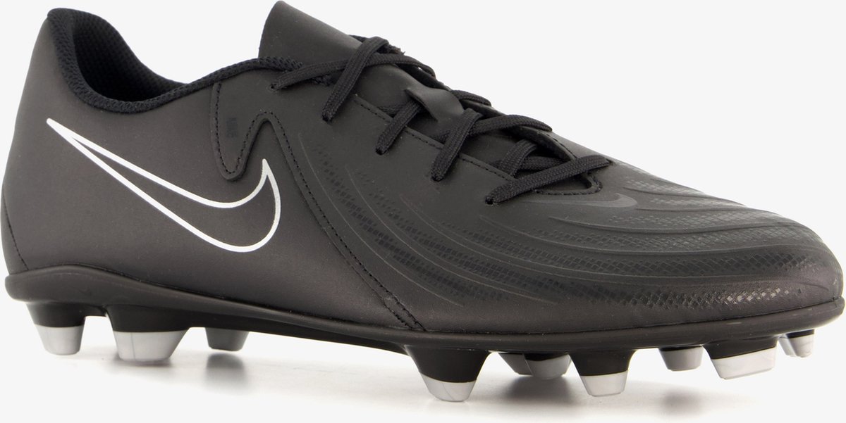 Zwarte Nike Phantom GX 2 Club voetbalschoenen voor heren, maat 40.5, met imitatieleer bovenwerk en conische noppen.
