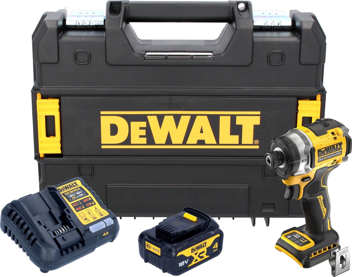 DeWalt DCF 860 M1T accu-slagmoersleutel 18 V 282 Nm 1/4" borstelloos + 1x accu 4,0 Ah + oplader + TSTAK