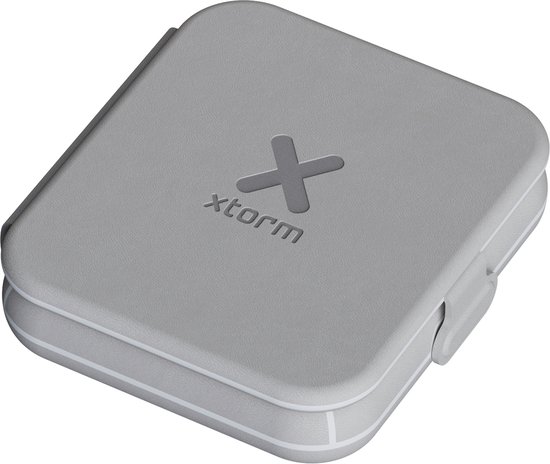 Chargeur sans fil pliable Xtorm 15 W - 2 en 1 - Convient pour iPhone, Airpods et Apple Watch - Design élégant - Grijs