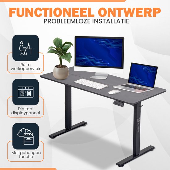 Bureau Ajustable - Zwart - 60 x 140 cm