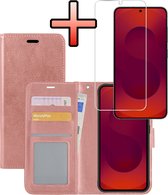Étui pour Samsung S25 Bookcase à rabat avec protection d'écran - Or rose