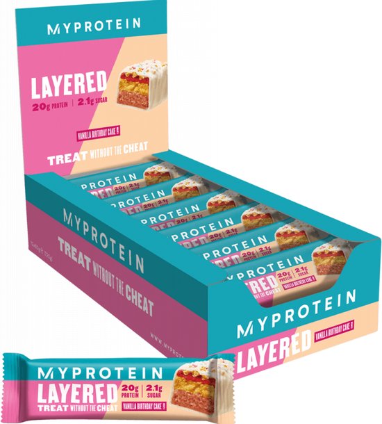 Myprotein Layered Bars (12x60g) Vanilla Birthday Cake - Repen - Eiwit Repen