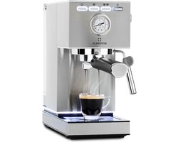 Klarstein Pausa Espressomachine, Pistonmachine met 1350 Watt, Espressomachine 7–9 Bar Druk, Piston Koffiemachine met Waterreservoir: 1,4 Liter RVS, Zilver