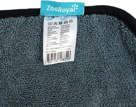 Zooroyal huisdier handdoek grijsblauw 80 x 35 cm set 4 stuks van Zooroyal — afbeelding 3