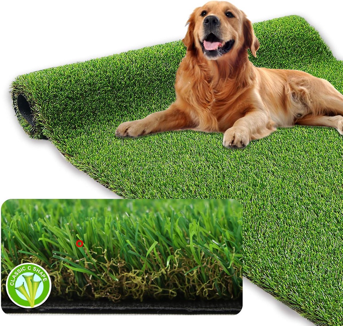 Realistisch Kunstgras Tapijt 1,5 m x 2,4 m - Dubbele Dikte voor Terras en Tuin