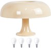 Lampe champignon crème avec 4 ampoules LED sur fond blanc.