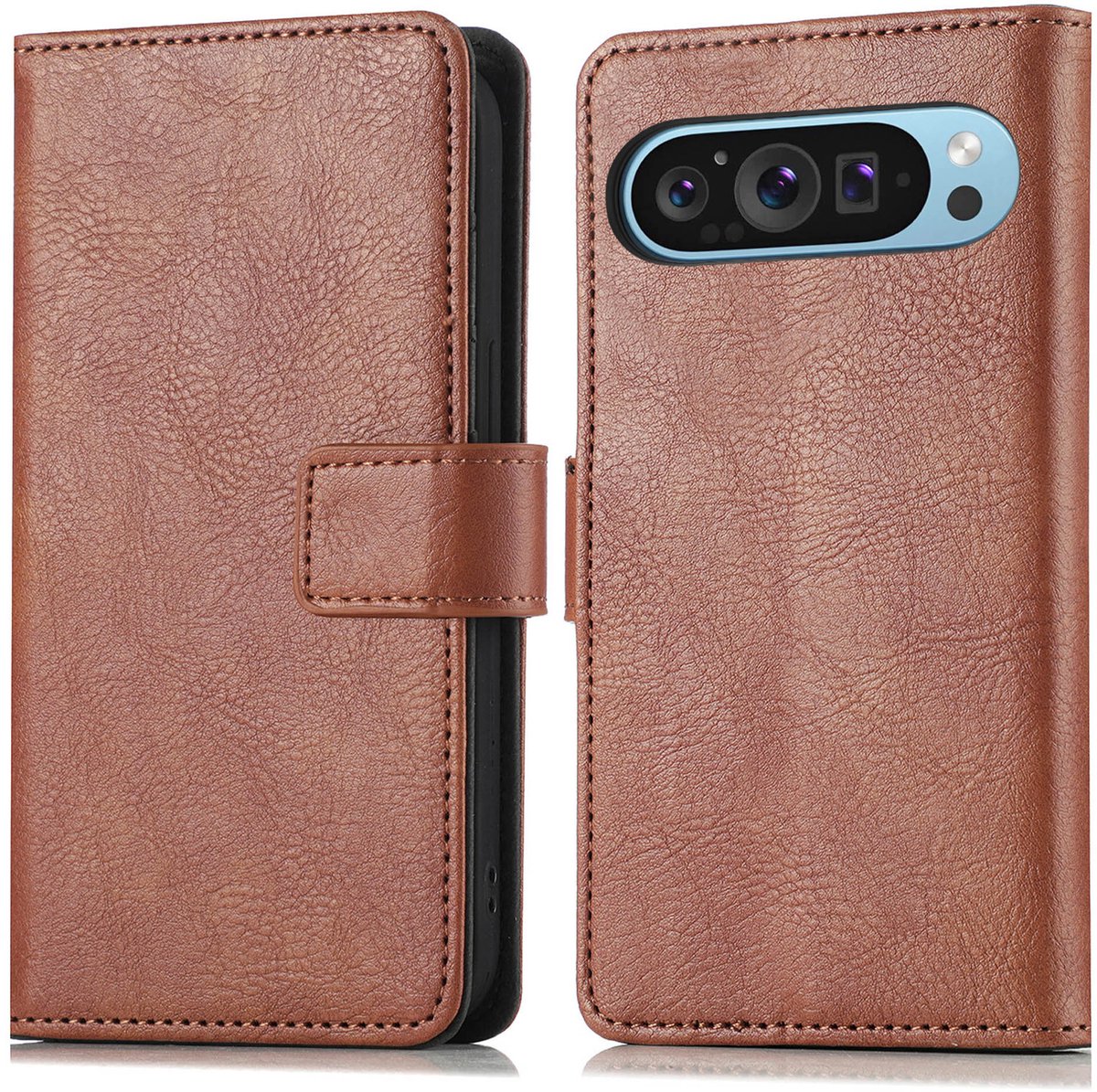 imoshion Hoesje - Geschikt voor Google Pixel 9 / Google Pixel 9 Pro - Luxe Bookcase - Bruin
