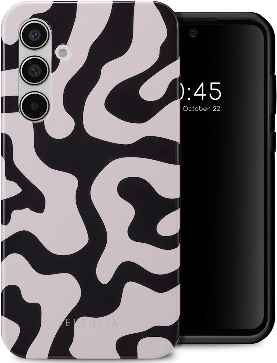 Selencia Hoesje - Geschikt voor Samsung Galaxy A55 (5G) - Backcover - Art Wave Black
