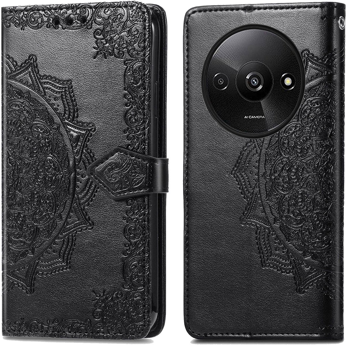 imoshion Hoesje - Geschikt voor Xiaomi Redmi A3 - Mandala Bookcase - Zwart
