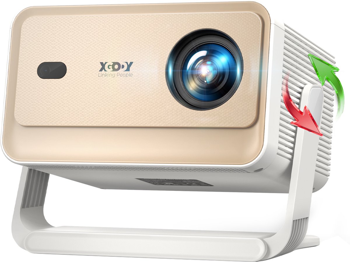 XGODY Smart Mini Beamer Full HD - Projector met Netflix, YouTube - Autofocus - 4K-ondersteuning - 700 ANSI- Home Cinema - Inclusief 100'' Projectiescherm