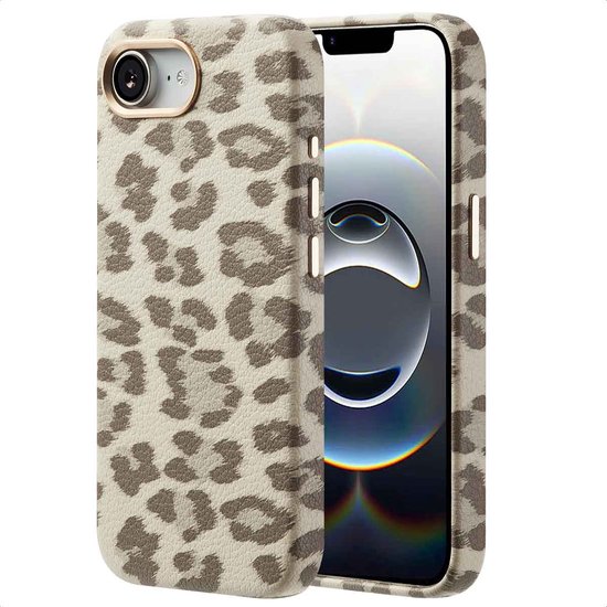 Coque Selencia - Compatible iPhone 16e - Coque arrière Sabi imprimé léopard compatible MagSafe - Ivoire doux