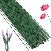 100 stuks ijzerdraad, bloemen, 25 cm, kunstbloemsteel, diameter 2 mm, donkergroen, metalen steel, bloem, voor kunstbloemen, kroon, boeket