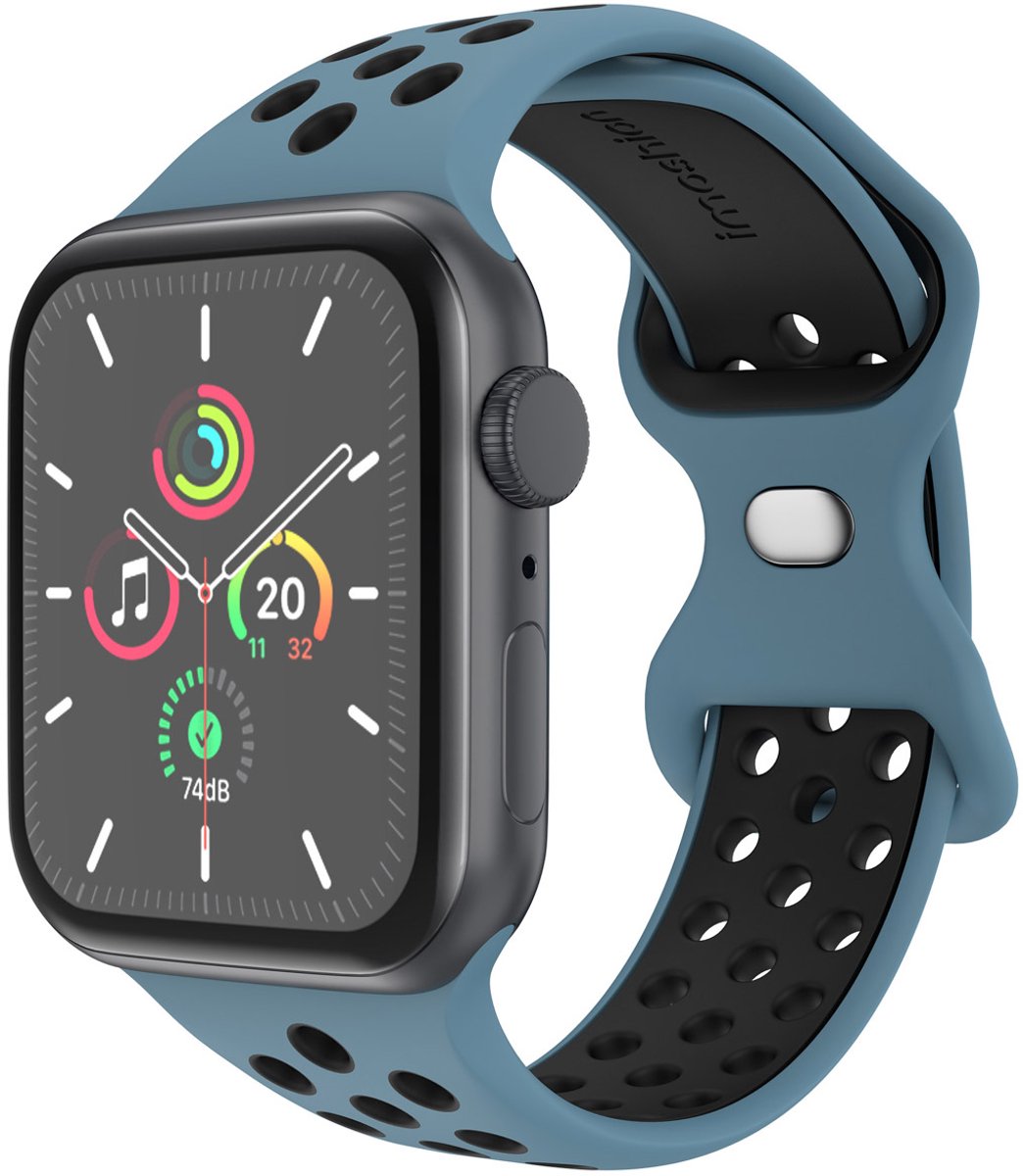 iMoshion Sport⁺ bandje geschikt geschikt voor Apple Watch Series 1 / 2 / 3 / 4 / 5 / 6 / 7 / 8 / 9 / SE - 38 / 40 / 41 mm - Maat M/L - Celestial Teal & Black
