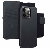 Accezz Étui adapté pour iPhone 15 Pro Max avec porte-cartes – Bookcase en cuir Accezz 2 en 1 avec MagSafe – Zwart