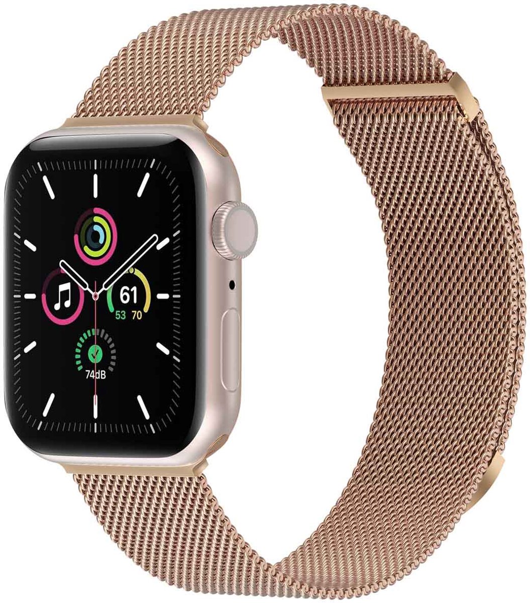iMoshion Bandje Geschikt voor Apple Watch Bandje Series 1 / 2 / 3 / 4 / 5 / 6 / 7 / 8 / 9 / SE / Ultra (2) - 42 / 44 / 45 / 49 mm Maat M - iMoshion Milanees magnetische band - Rosé Goud