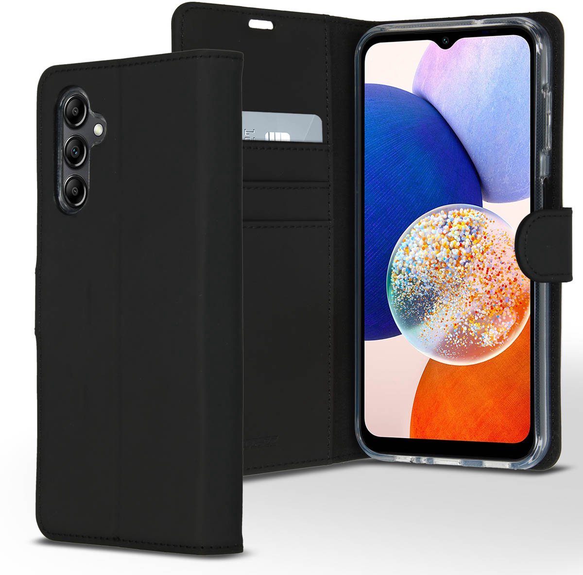 Accezz Hoesje Geschikt voor Samsung Galaxy A14 (5G) / A14 (4G) Hoesje Met Pasjeshouder - Accezz Wallet Softcase Bookcase - Zwart