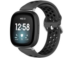 Siliconen sport bandje - Geschikt voor Fitbit Sense/ Versa 3/ Versa 4/ Sense 2 - Grijs