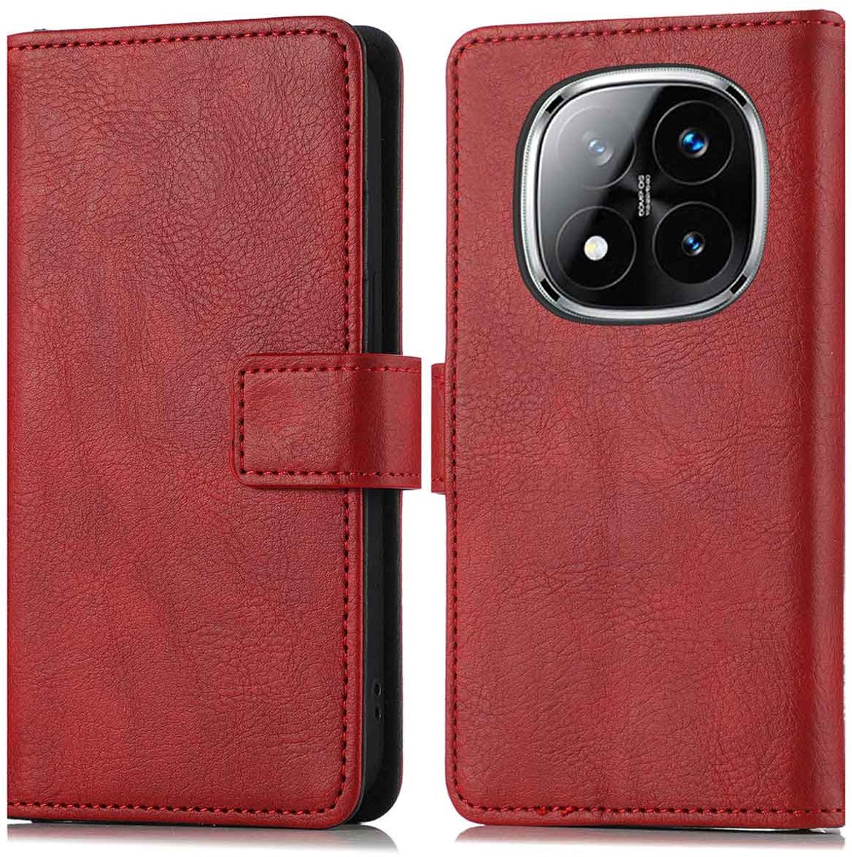 imoshion Hoesje - Geschikt voor Xiaomi Redmi Note 14 Pro Plus 5G - Luxe Bookcase - Rood