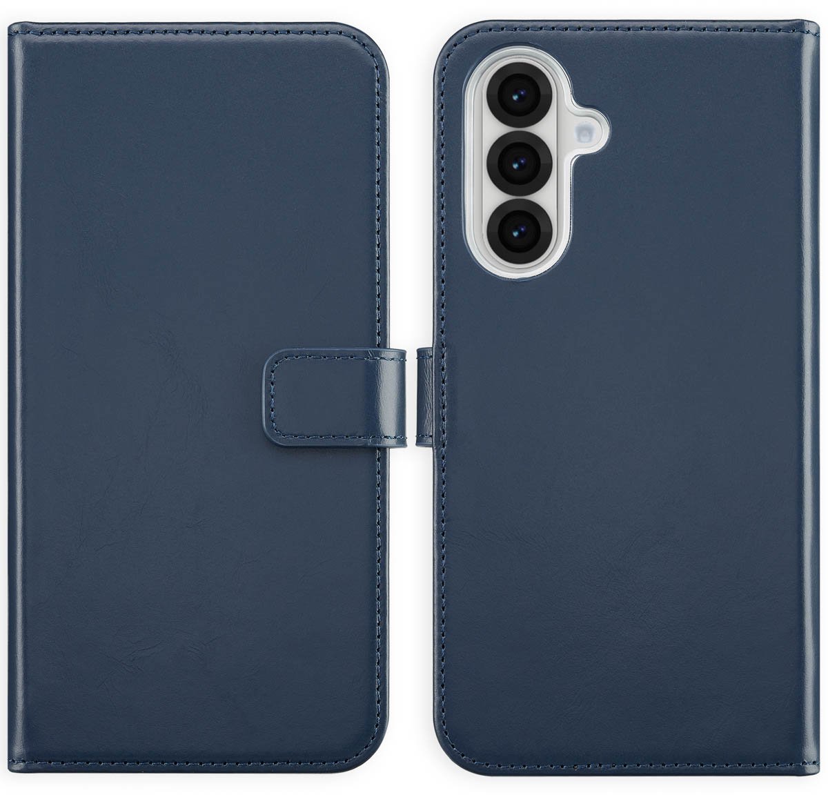 Selencia Hoesje - Geschikt voor Samsung Galaxy A36 / A56 (5G) - Echt Lederen Bookcase - Blauw
