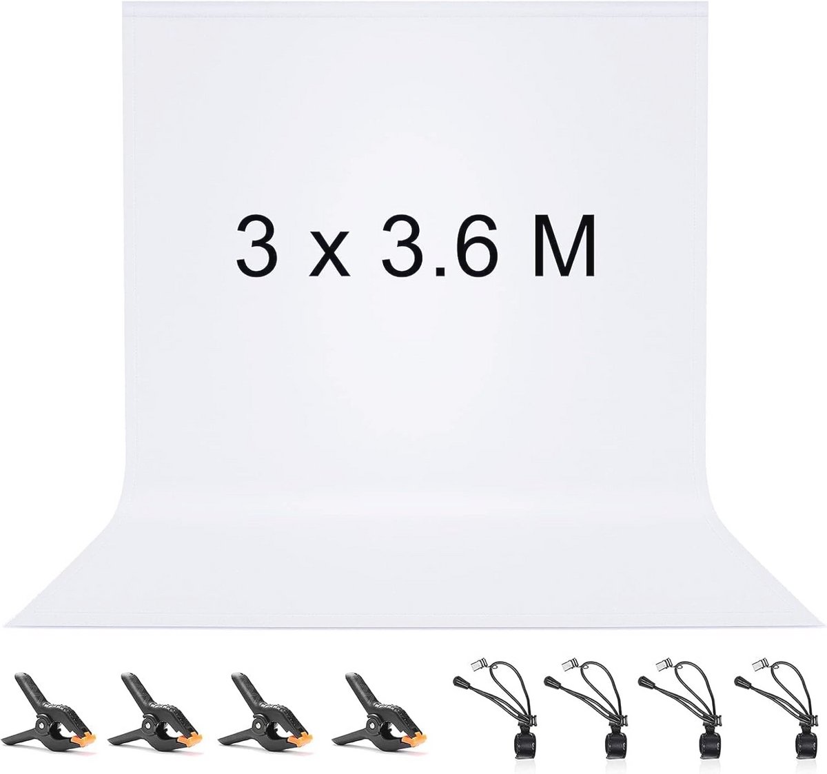 Witte Fotografie Achtergrond 3x3.6M van 100% Polyester met Klemmen voor Studio