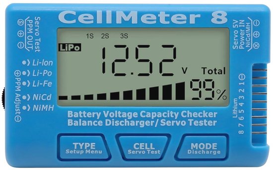 Digitale batterij-capaciteitstester en servotester voor LiPo, NiMH en NiCd - Nauwkeurige en veelzijdige accutester