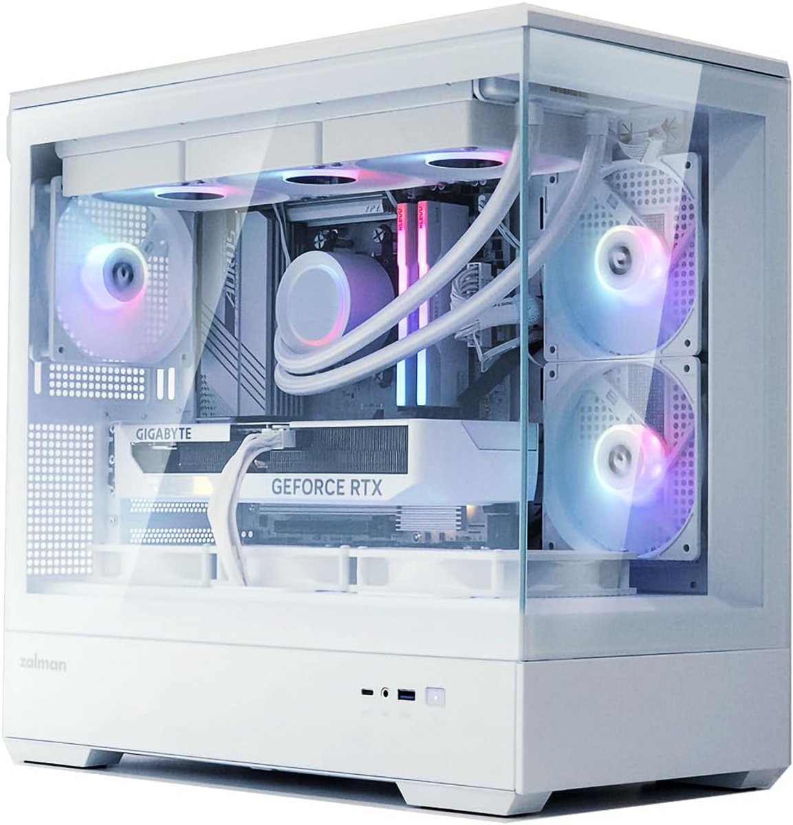Micro-ATX Tower PC-behuizing met 3 ARGB-ventilatoren en panoramisch glas