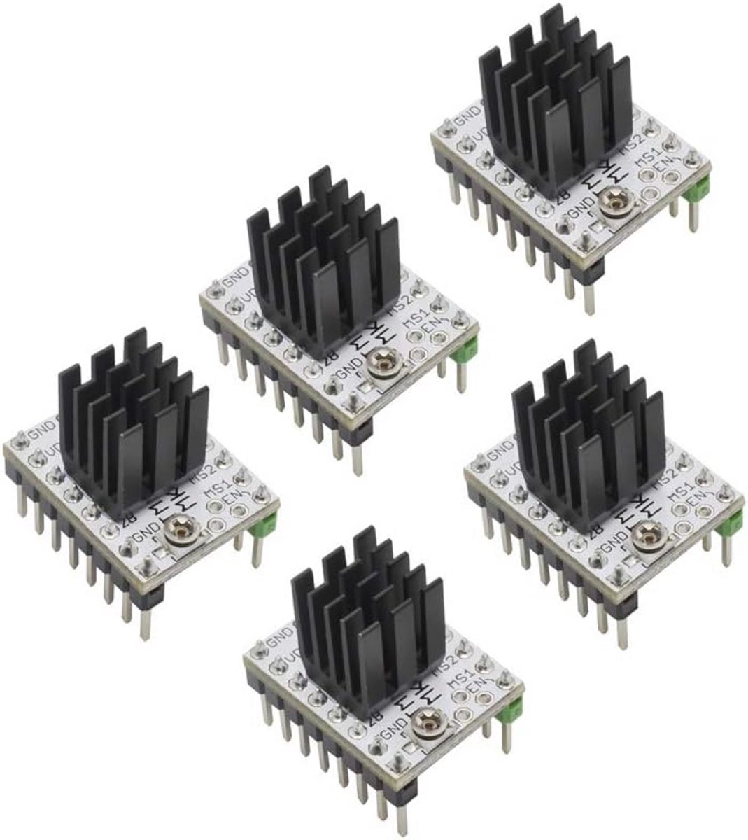 Ultrastille Stappenmotor Driver 5 Stuks voor 3D-Printers - 0,8 A, Compatibel met Diverse Controllerborden