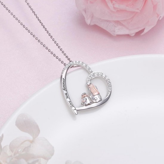 YL Moeder en dochter halsketting, 925 sterling zilver, 12