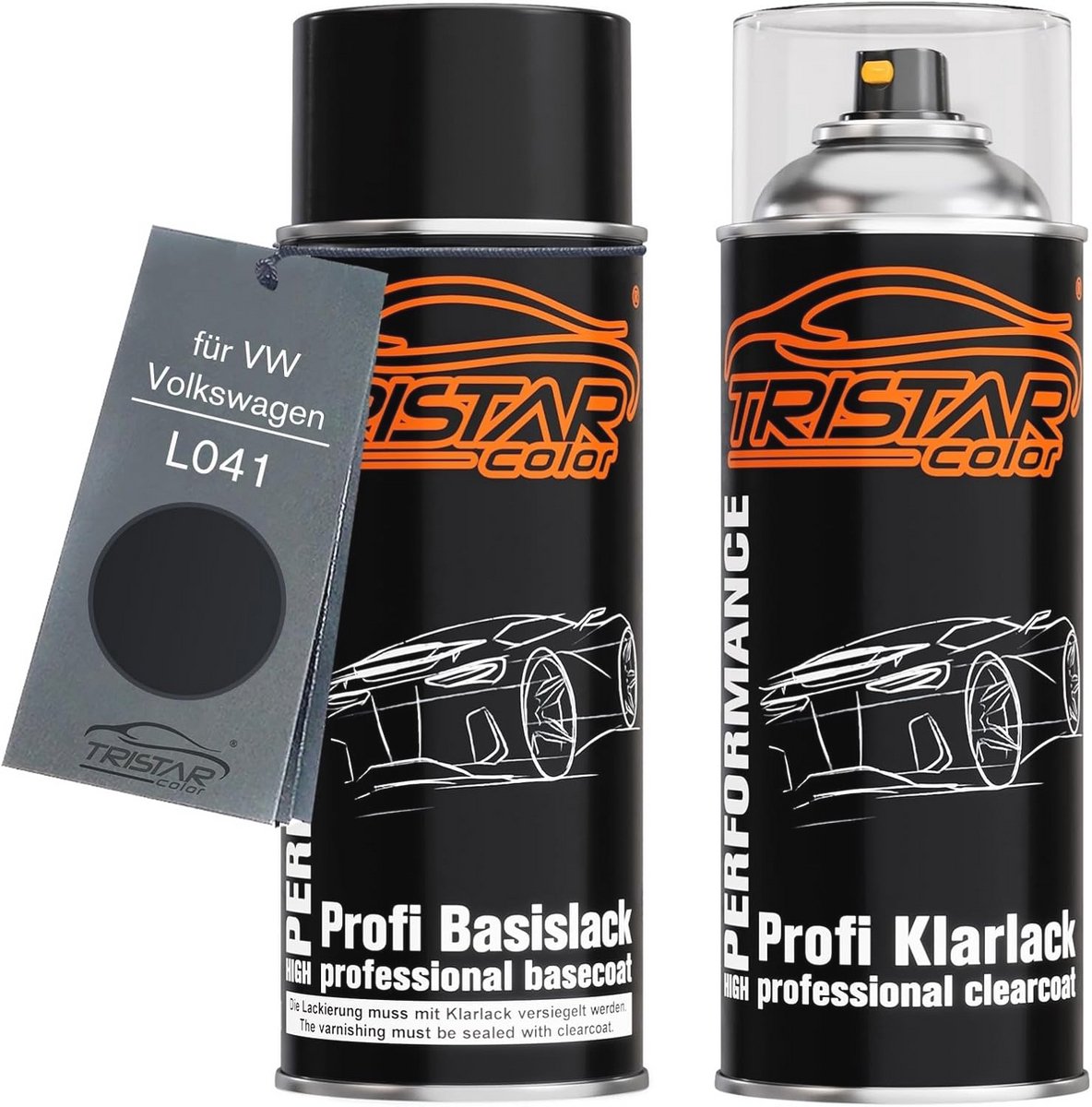Autolak Spuitbus Set voor VW L041 Schwarz - 400ml Professionele Grondlak en Blankelak