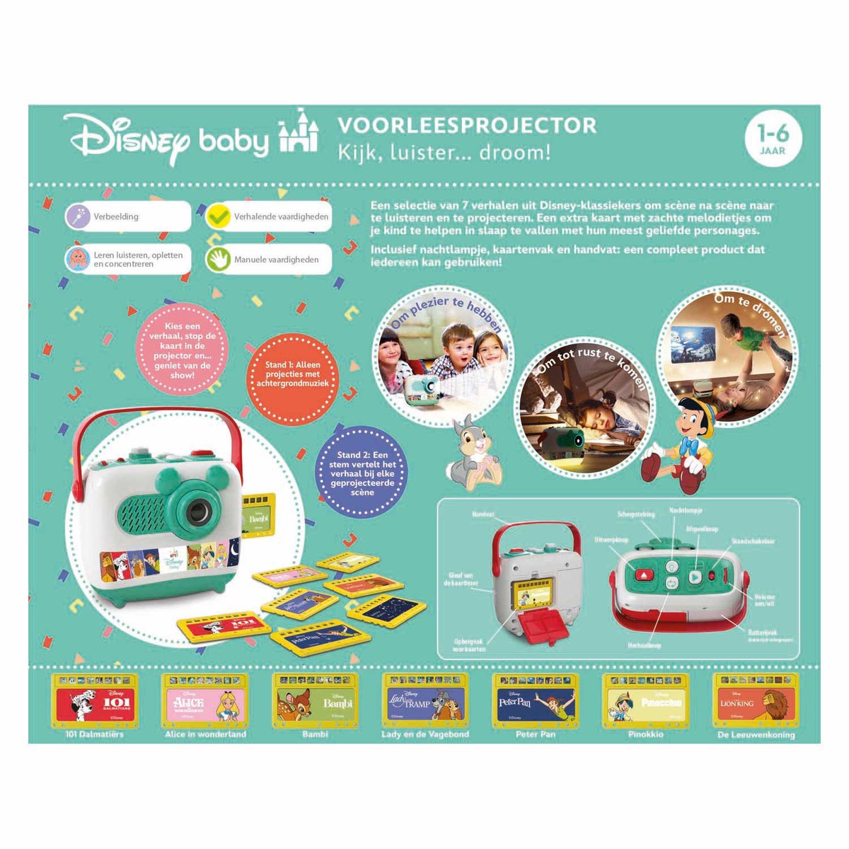 Clementoni Disney Baby Voorleesprojector Lion King & Bambi en Meer - Nachtlampje Kinderen - Projector met Muziek en Verhalen - vanaf 1 tot 6 Jaar — afbeelding 8