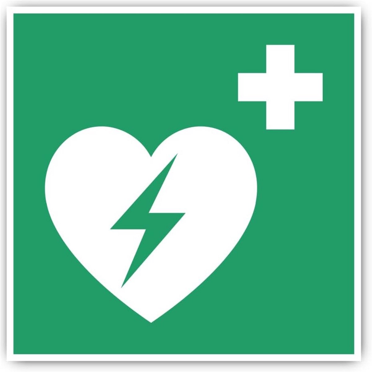Automatische externe defibrillator (AED) sticker 20 cm voor veiligheidsmarkering