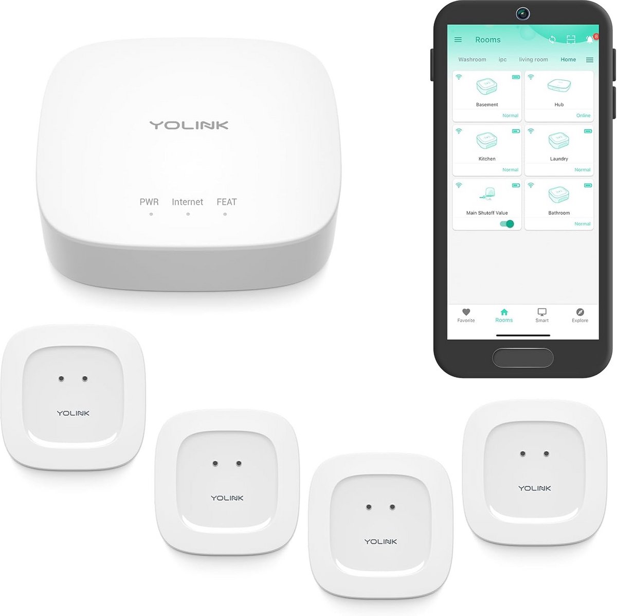 Slimme waterleksensor met lange afstand en app-waarschuwingen - 4-pack