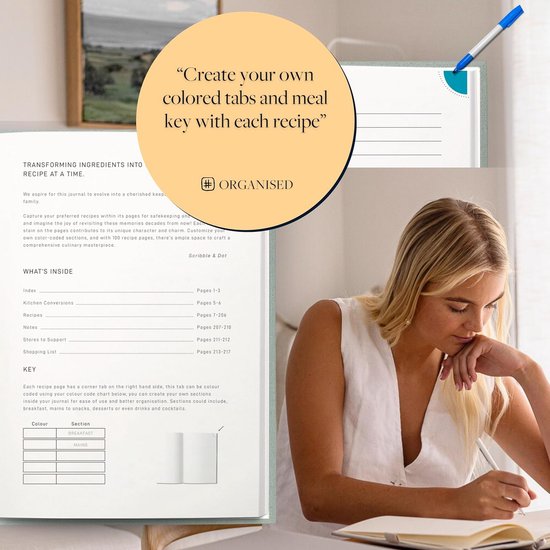BYANIKA Receptenboek – Maak Je Eigen Kookboek – Harde Kaft Met Goudfolie – A5 – 112 Pagina's, 52 Receptsjablonen – Met Inhoudsopgave, Genummerde Pagina's & Conversietabel – Perfect Kookcadeau 4 miniatura